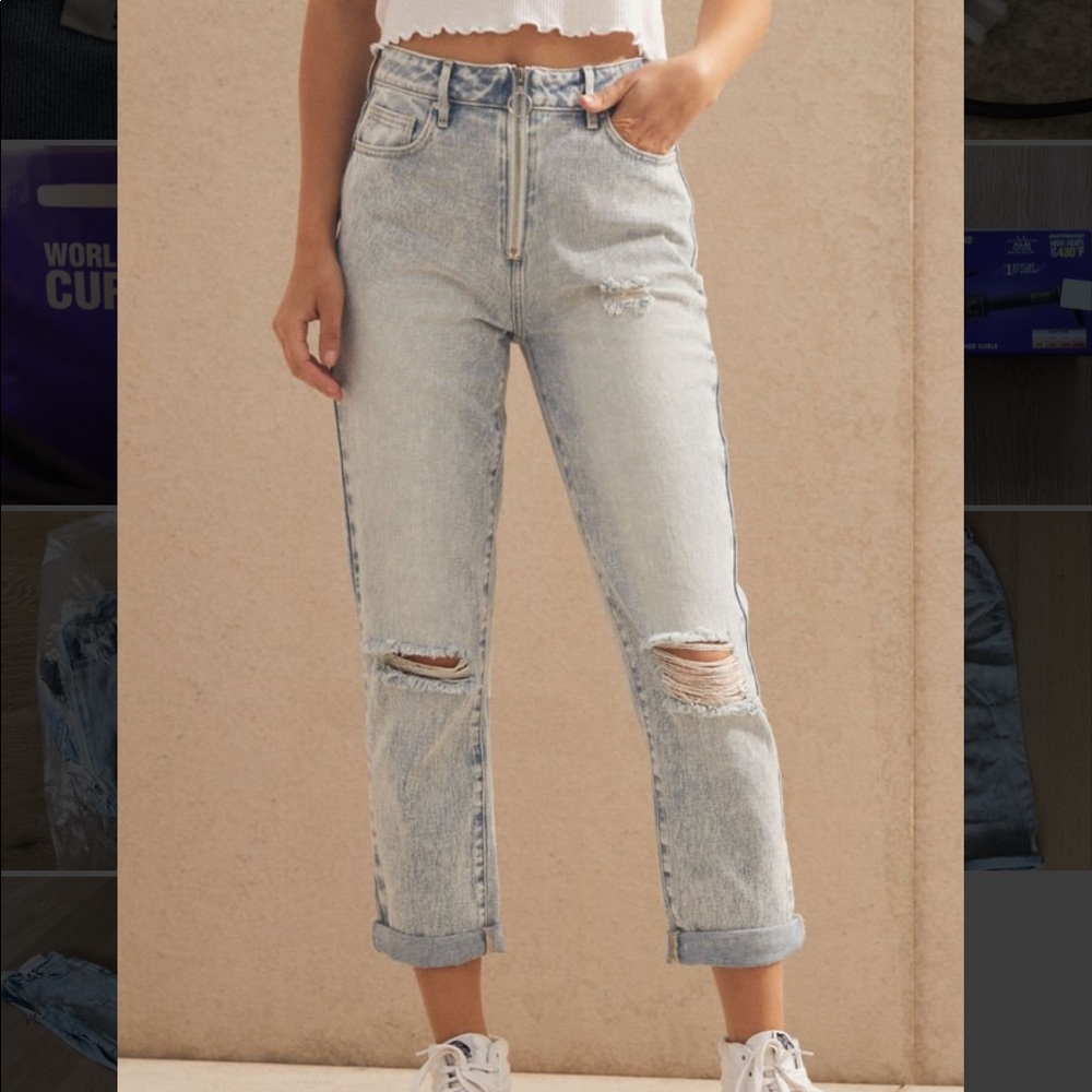 PacSun Womens Ellie Mom Jeans - Medium Indigo